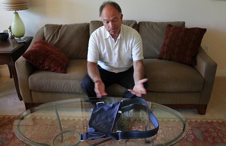 The cloth sling James Dichter was fitted with cost his insurer $83, but he found it online for just $7. (Suzanne Kreiter/Boston Globe Staff)