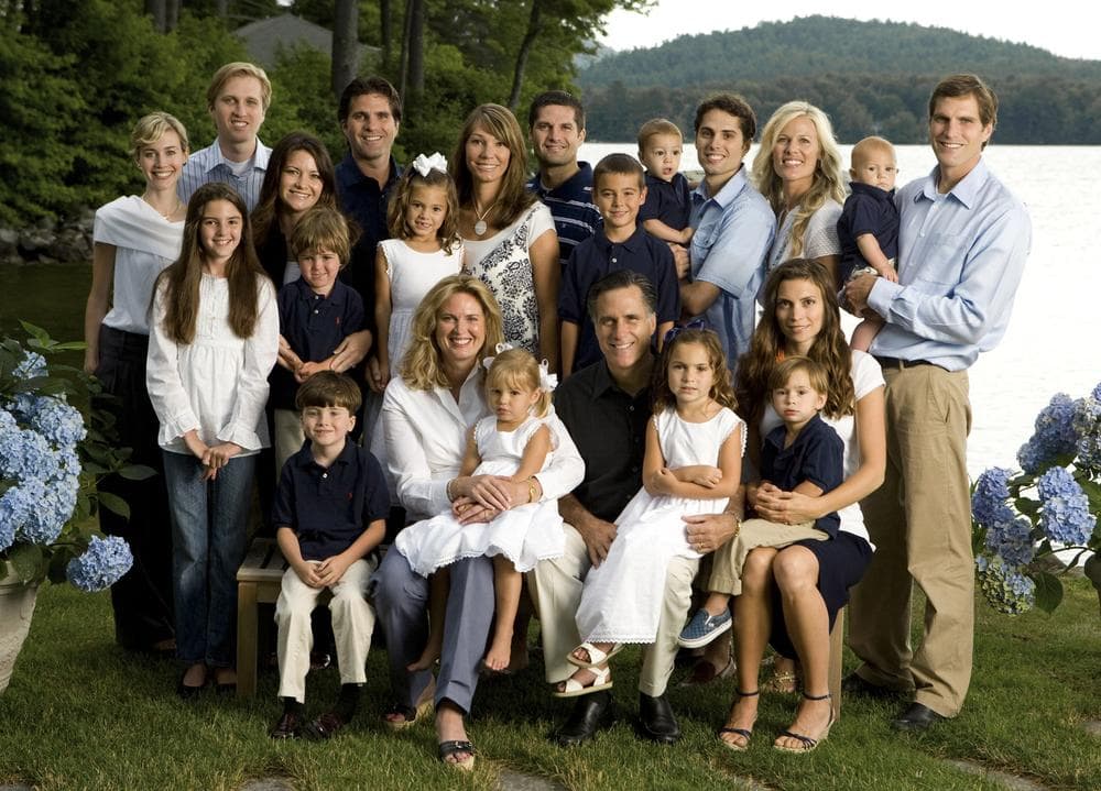 The Romney family poses for a portrait at their vacation home on Lake Winnipesaukee in Wolfeboro, N.H. in July 2007. (AP Photo)
