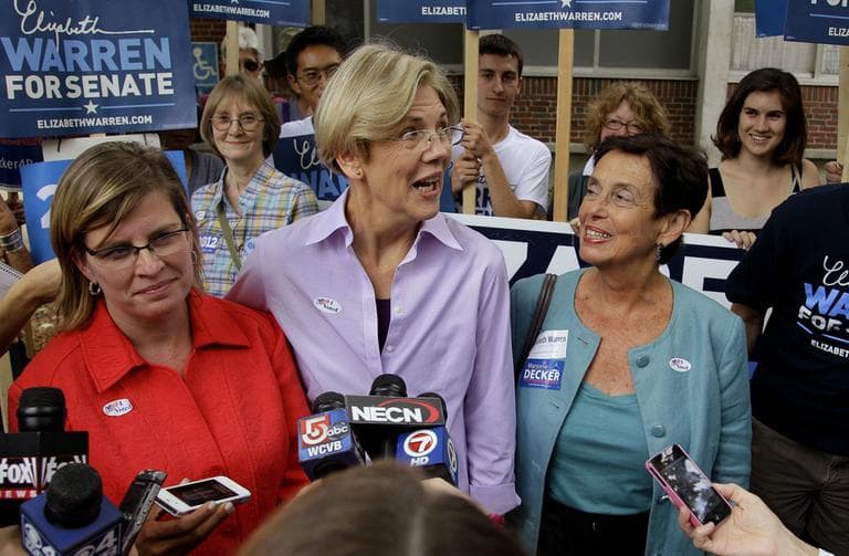 Democratic candidate for the U.S. Senate Elizabeth Warren talks to the media after casting her vote in the Massachusetts state primary in September. (AP)
