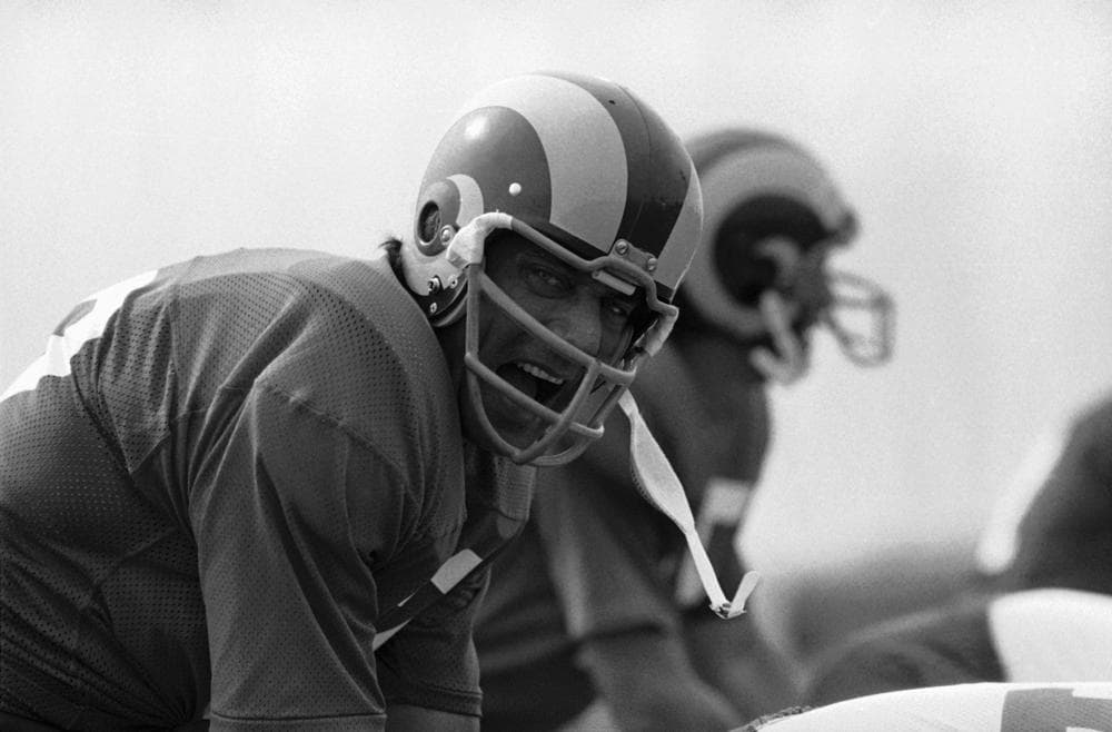 Joe Namath is remembered for his days with the Jets, but for his final season he was in Los Angeles, often on the Rams' bench. (AP)