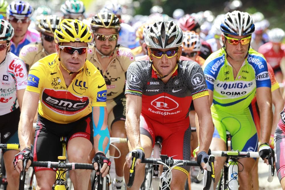 Lance Armstrong leads the pack in the 2010 Tour de France. USADA released evidence this week suggesting his involvement in an extensive doping scheme. (AP/Bas Czerwinski)