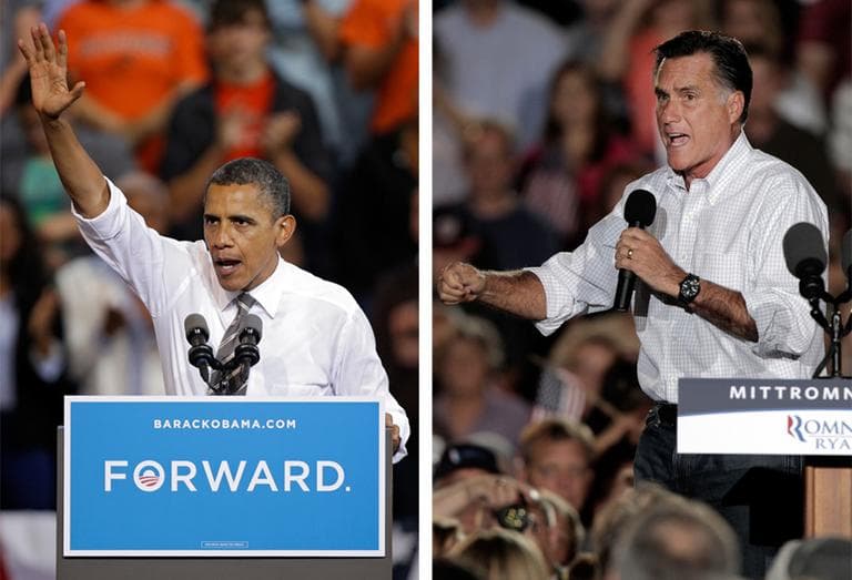 President Obama and Republican Mitt Romney both campaign in the battleground state of Ohio, in this September file photo. (AP)