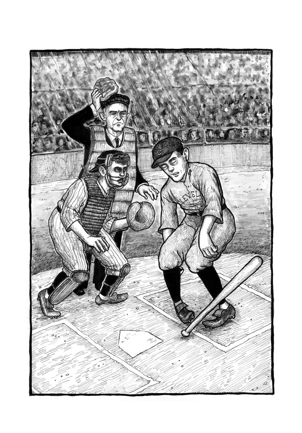 An illustration from Molly Lawless' graphic novel, 'Hit By Pitch.'
