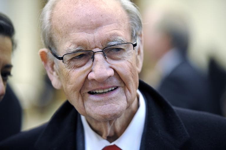 Former presidential nominee and Sen. George McGovern arrives for the funeral for R. Sargent Shriver in January 2011. Shriver, an in-law of the Kennedys and the first director of the Peace Corps, was McGovern's vice presidential running mate. (AP/Cliff Owen)