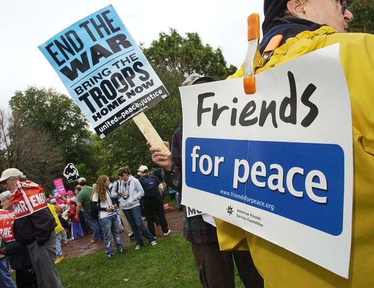 Anti-war demonstrators gather at Boston Common for a rally to protest the war in Iraq in 2007. United for Justice with Peace is among those groups labeled as &quot;extremist&quot; in documents obtained by the ALCU. (Lisa Poole/AP)