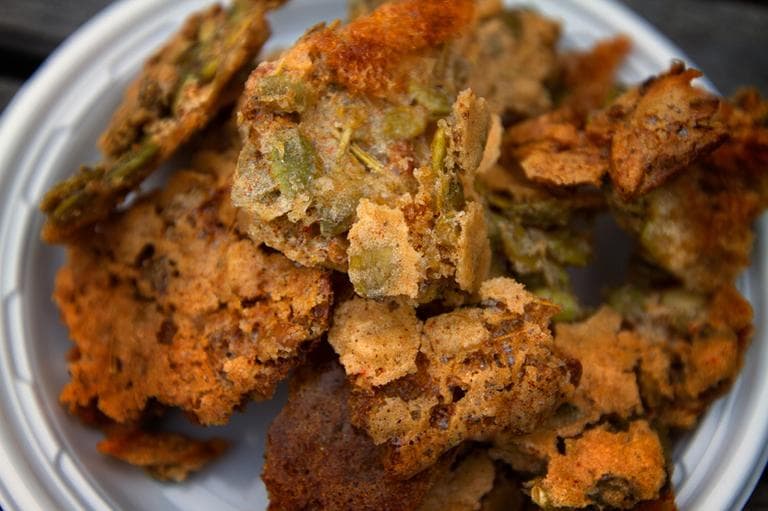Chef Kathy Gunst's pumpkin seed, rosemary and bacon brittle. (Jesse Costa/WBUR)