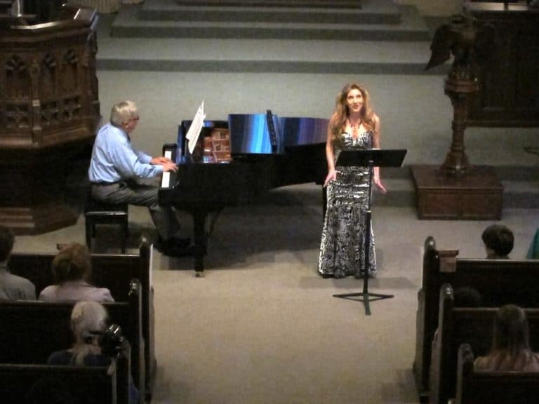 Singer Jean Danton and pianist Thomas Stumpf recently presented "An Artful Collaboration: Music and Poetry" at Mount Auburn Cemetery. (Lynn Menegon/Here & Now)