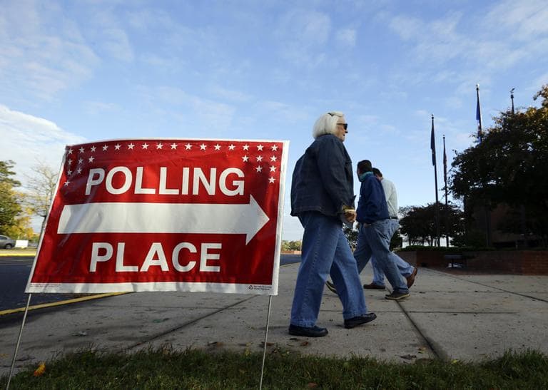 A voter arriving for early voting at a polling place at the Wicomico County Youth and Civic Center in Salisbury, Md. (Alex Brandon/AP)