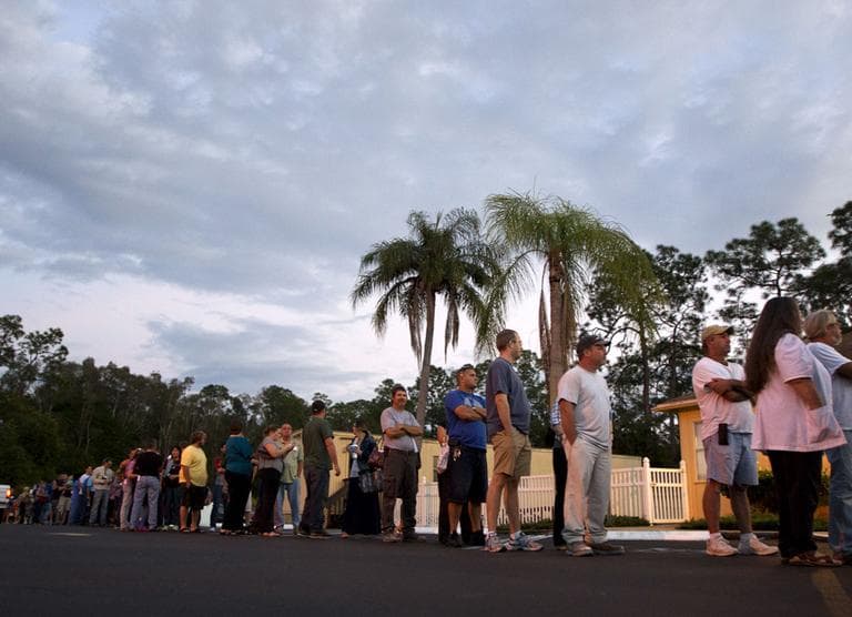 Voters stand in line at a Fort Myers, Fla. church late Tuesday, Nov. 6, 2012. (AP)