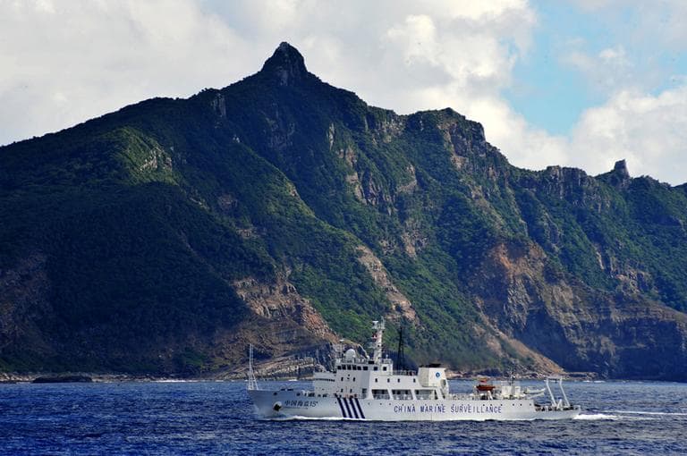 In this photo released by China's Xinhua News Agency, a Chinese surveillance ship arrives at waters around disputed islands, called Senkaku in Japan and Diaoyu in China. (Xinhua, Zhang Jiansong/AP)