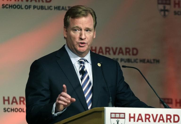 NFL football commissioner Roger Goodell delivers a Deans Distinguished Lecture at Harvard School of Public Health in Boston on Thursday. (Elise Amendola/AP)