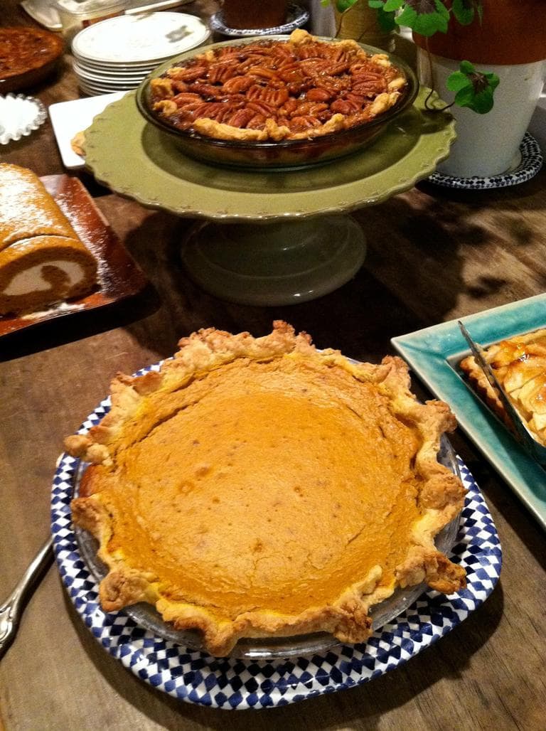 A snapshot of some of Kathy's desserts at Thanksgiving 2011. (Kathy Gunst/Here & Now)