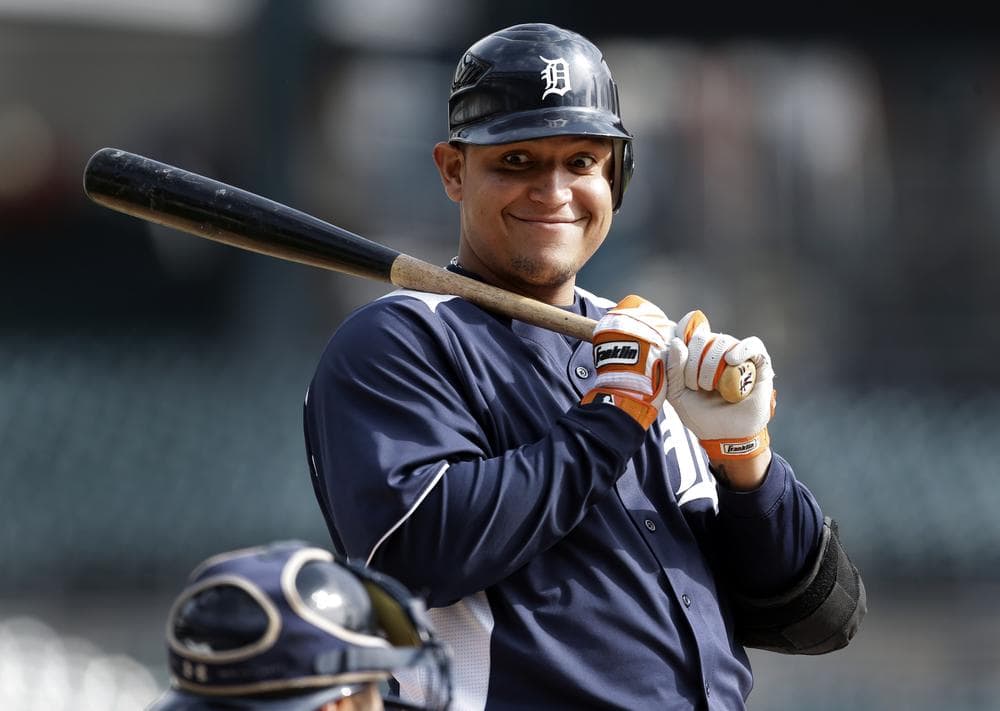 Detroit Tigers' Miguel Cabrera smiles during a practice in October. Cabrera won the Triple Crown this season and was named American League MVP this week. (Paul Sancya/AP)