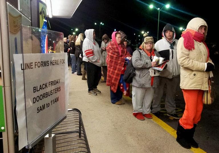 Shoppers wait outside for doors to open for Black Friday deals at 5 a.m. at Kmart in Chambersburg, Pa. (Markell DeLoatchAP/Public Opinion)