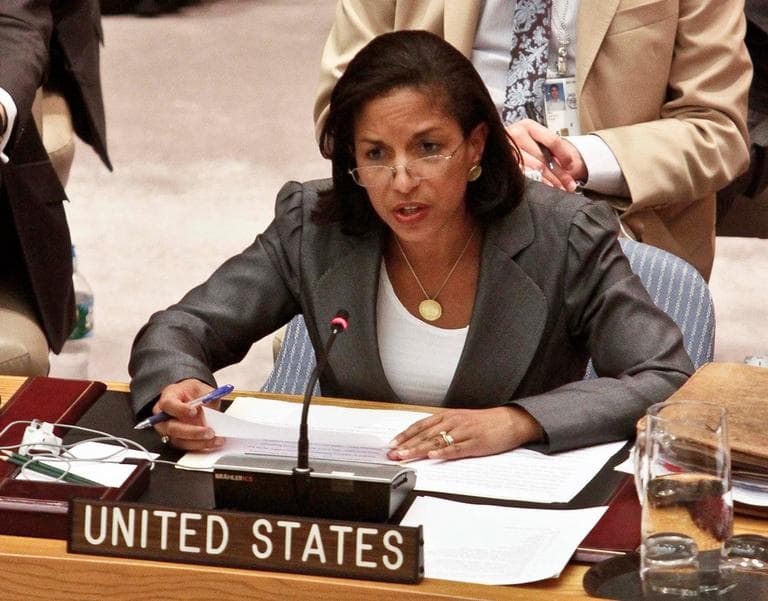 This August 30, 2012 file photo shows U.S. United Nations Ambassador Susan Rice speaking at the U.N. (Bebeto Matthews/AP File)