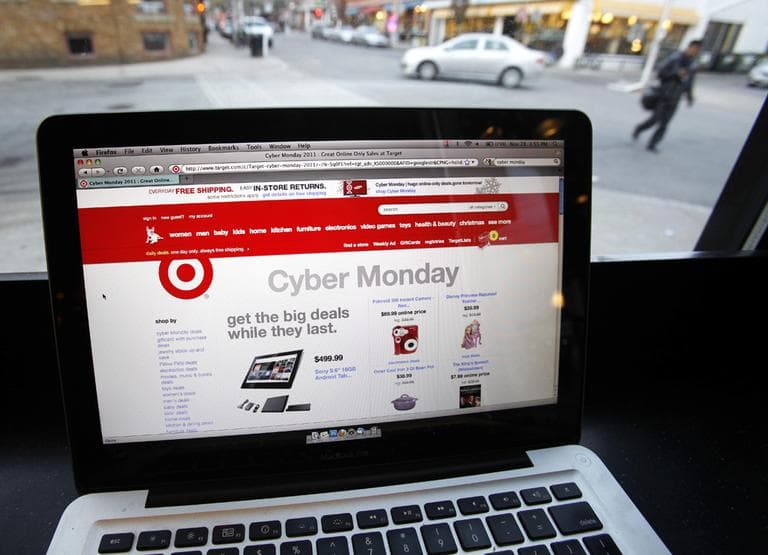 The Target web site is shown on a computer screen at a coffee shop in Providence, R.I. on Cyber Monday in 2011. (Michael Dwyer/AP)