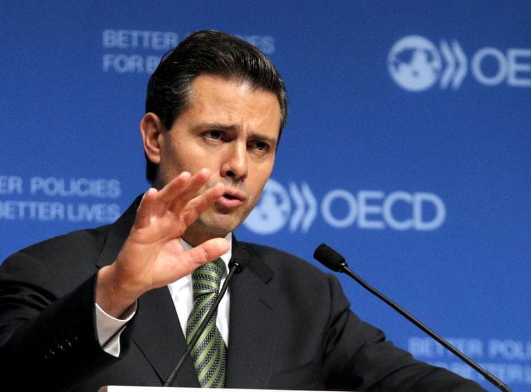 Mexican President-elect Enrique Pena Nieto, seen at an October meeting in Paris, says he will change his country's drug war strategy. (AP/Christophe Ena)