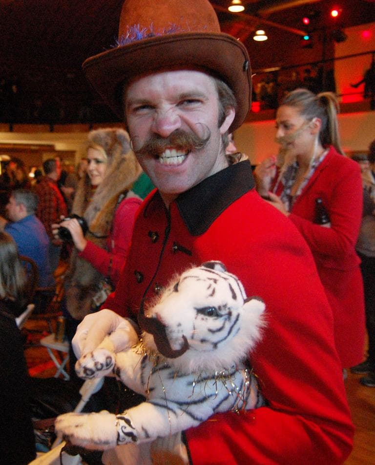 Brian McGregor, a free-style moustache finalist, with his cat Tiger Lily. (Greg Cook)
