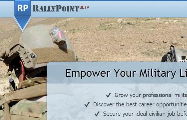 A screenshot from the newly-launched military social network called RallyPoint.