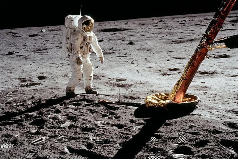 Astronaut Buzz Aldrin walking on the moon in 1969. (NASA)