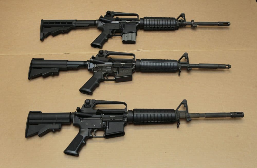 In this Aug. 15, 2012 photo, three variations of the AR-15 assault rifle are displayed at the California Department of Justice in Sacramento, Calif. In the wake of the school shootings at the Sandy Hook Elementary School in Newton Connecticut, California State Sen. President Pro Tem Darrell Steinberg said Wednesday, Jan. 16, 2013, that he expects the Democratic-controlled Legislature to strengthen gun control this year.(Rich Pedroncelli/AP)