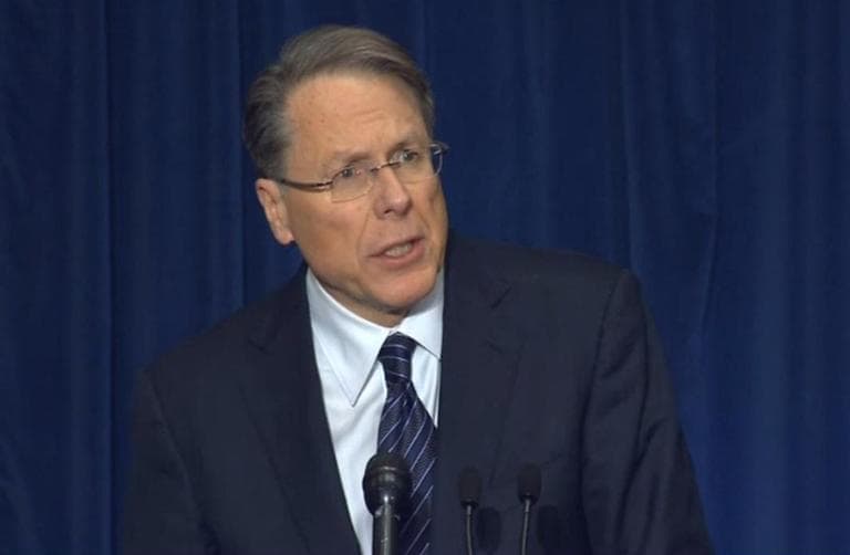 At a news conference on Friday, the National Rifle Association's top lobbyist Wayne LaPierre said, &quot;The only thing that stops a bad guy with a gun is a good guy with a gun.&quot;