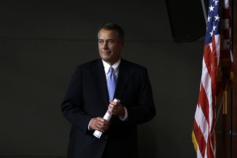 House Speaker John Boehner, R-Ohio, enters a news conference to speak about the fiscal cliff on Capitol Hill in Washington on Thursday, Dec. 20, 2012. House GOP leaders abruptly canceled a vote on the Plan B measure Thursday night after they failed to round up enough votes for it to pass. (AP)