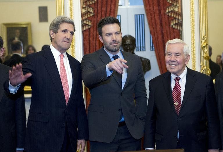 Sen. John Kerry D-Mass. with actor Ben Affleck on Capitol Hill in Washington. With them is Sen. Richard Lugar R-IN., right. (Jose Luis Magana/AP)