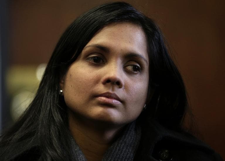 Annie Dookhan sits in Suffolk Superior Court moments before her arraignment in Boston, Thursday, Dec. 20, 2012. (Steven Senne, Pool/AP)