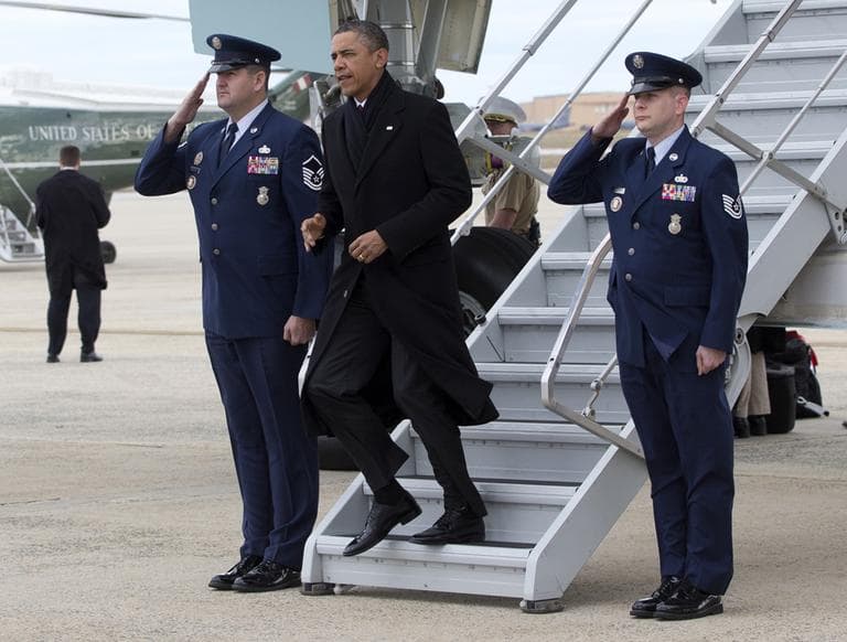 President Barack Obama arrives at Andrews Air Force Base, Md., on Thursday. (Carolyn Kaster/AP)