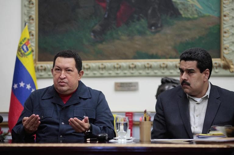 In this Dec. 8, 2012 file photo released by Miraflores Press Office, Venezuela&#039;s President Hugo Chavez, left, speaks beside his Vice President Nicolas Maduro during a televised speech in Caracas, Venezuela. Miraflores Press Office, Marcelo Garcia/AP)