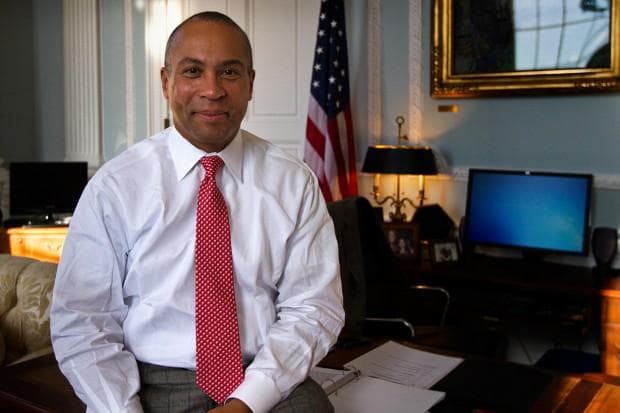 Gov. Deval Patrick in his State House office during an interview in November.  (Jesse Costa/WBUR)