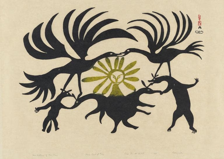 "The Return of the Sun," Kenojuak Ashevak, Kinngait, 1961. Printed by Lukta Qiatsuq. (Artwork courtesy Dorset Fine Arts and the Inuit Art Foundation. Images copyright the President and Fellows of Harvard College.)