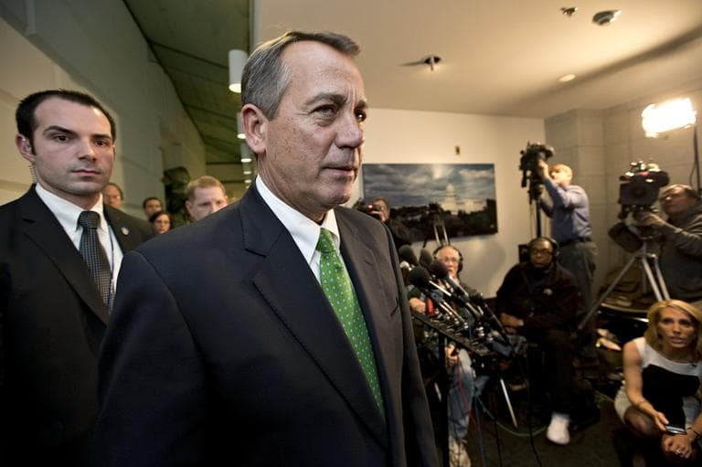 Speaker of the House John Boehner, R-Ohio, leaves a closed door meeting at the Capitol in Washington, Jan. 1, 2013.  (AP /J. Scott Applewhite)
