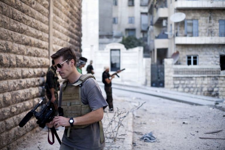 This photo posted on the website freejamesfoley.org shows journalist James Foley in Aleppo, Syria, in September, 2012. (AP/Manu Brabo, freejamesfoley.org)