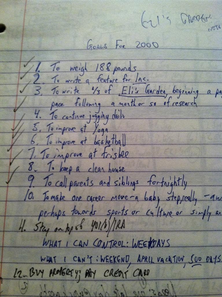 12 handwritten resolutions made in the year 2000 (Click to enlarge)