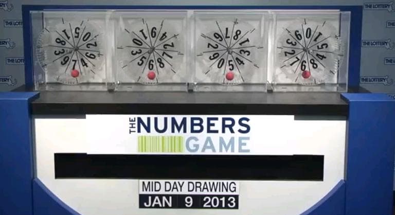 Screenshot of the Midday Nubmers Game Drawing for the Massachusetts State Lottery for Wednesday, Jan. 9, 2013. (MassStateLottery/YouTube)