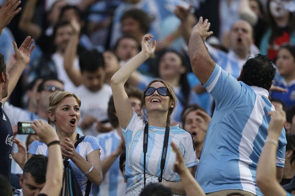Argentina's fans cheer before a World Cup 2014 qualifying soccer match against Chile. The country's fans are considerably less enthused about the women's game. (AP/Eduardo Di Baia)