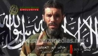 Islamic extremist Mokhtar Belmokhtar speaks in this undated image taken from a video, claiming responsibility in the name of al-Qaida for the hostage-taking at a remote gas plant in Algeria. 