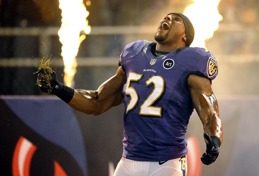 Is Baltimore Ravens linebacker Ray Lewis a larger-than-life character? (Nick Wass/AP)