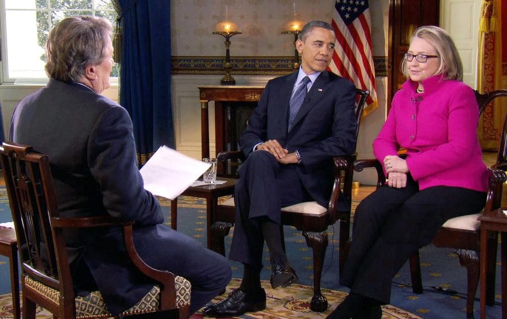 President Obama and Sec. Clinton speak with ”60 Minutes” correspondent Steve Kroft on Jan. 25, 2013. (CBS/AP, File)