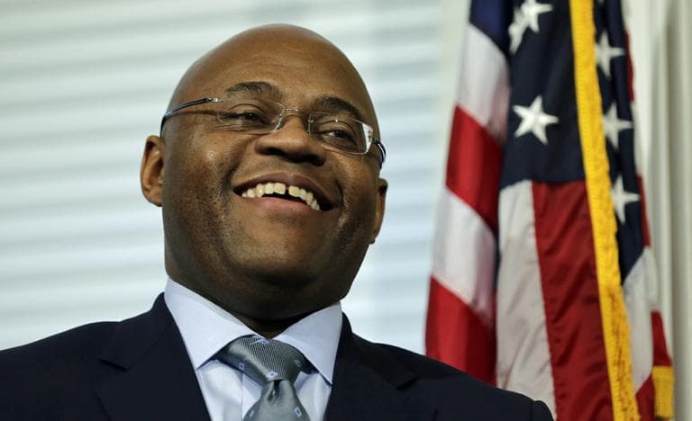 William &quot;Mo&quot; Cowan smiles during a news conference where he was named interim U.S. senator for the seat vacated by U.S. Sen. John Kerry. (Charles Krupa/AP)