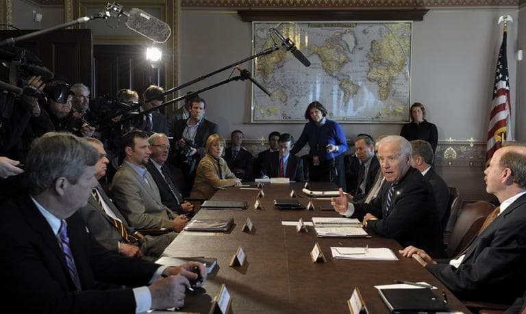 President Joe Biden gestures as he speaks during a meeting with Sportsmen and Women and Wildlife Interest Groups and member of his cabinet, Thursday, Jan. 10, 2013. (AP)
