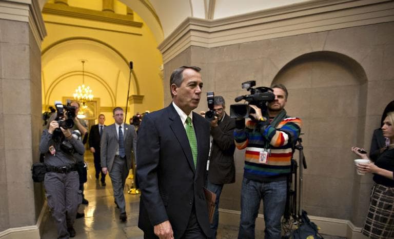 House Speaker John Boehner of Ohio arrives on Capitol Hill in Washington, Tuesday, Jan. 1, 2013, (AP)