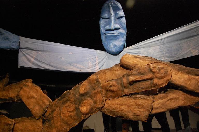 The Mother Earth and Sky puppets from Bread and Puppet Theater's &quot;The Possibilitarians.&quot; (Greg Cook)