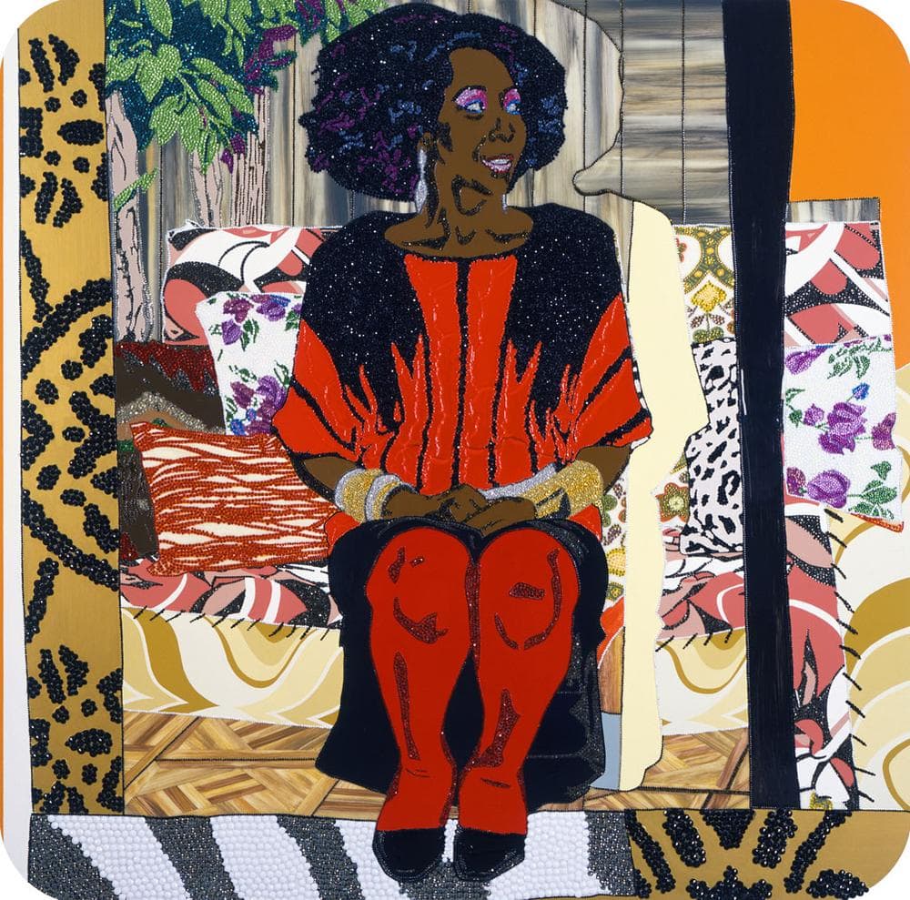 Mickalene Thomas's 2009 painting of her mother, &quot;Sandra: She’s a Beauty.&quot; (Courtesy of the artist and the ICA)