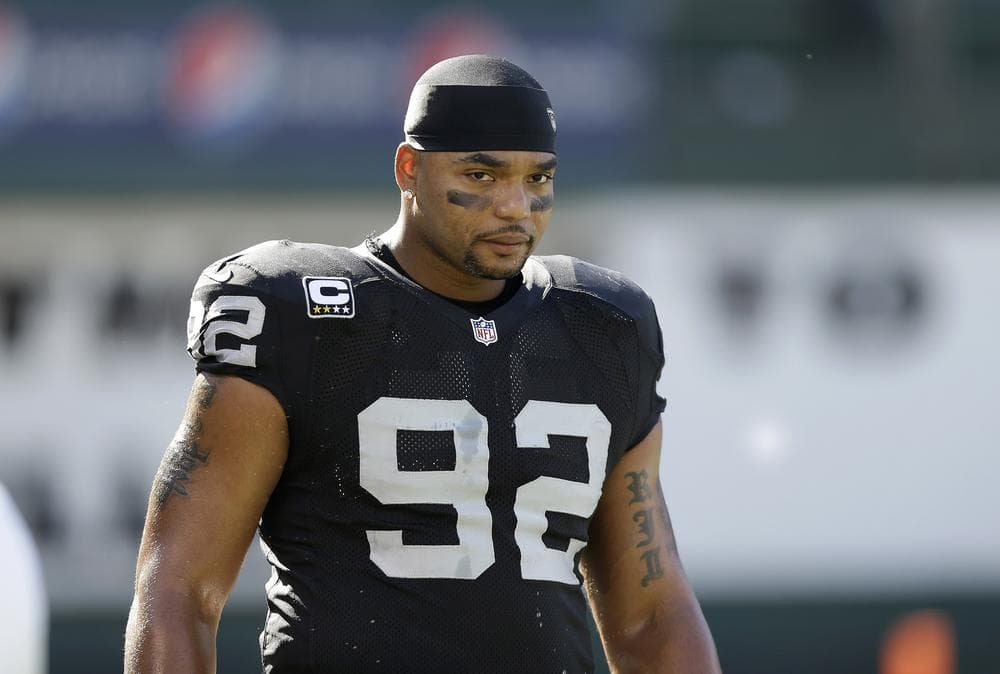 Raiders’ defensive end Richard Seymour is one of many professional athletes who has been linked to SWATS – a two-man company that markets unusual performance enhancing products.(Marcio Jose Sanchez/AP)
