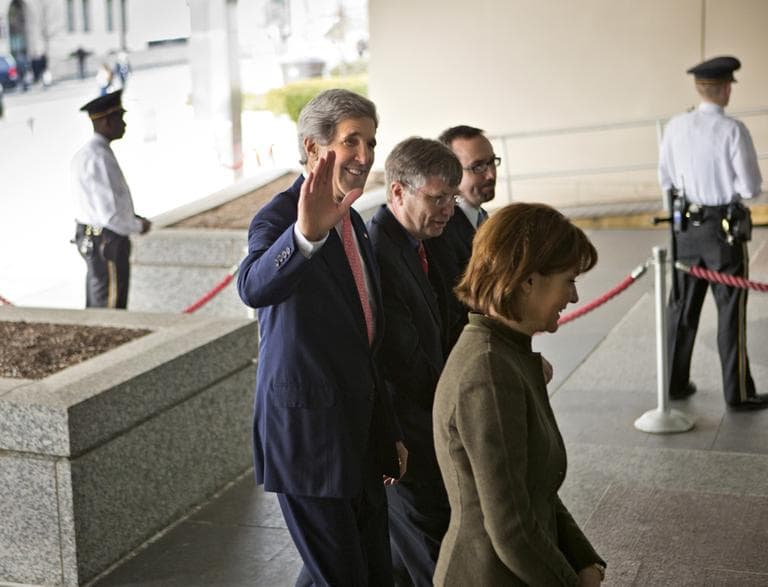 New Secretary of State John Kerry reported for duty Monday. (J. Scott Applewhite/AP)