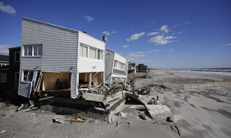 Storm-damaged beachfront houses are shown in the Far Rockaways, Thursday, Jan. 31, 2013 in the Queens borough of New York, three months after Superstorm Sandy. (Mark Lennihan/AP)