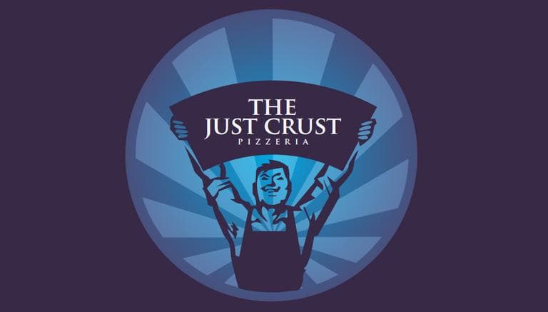 The logo of the new Harvard Square pizzeria, The Just Crust. (Courtesy Shannon Liss-Riordan)